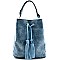 Tassel Accent Drawstring Bucket SHOULDER HOBO BAG