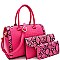 3 in 1 Crocodile Snake Print Boston Satchel Clutch Wallet SET