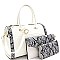 3 in 1 Crocodile Snake Print Boston Satchel Clutch Wallet SET