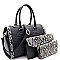 3 in 1 Crocodile Snake Print Boston Satchel Clutch Wallet SET