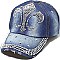 Fleur De Lis Vintage Denim Silver Rhinestone Hat