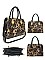 LEOPARD PRINT BOUTIQUE METAL ACCENT SATCHEL/TOTE