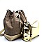 JU0140-LP Linen-like Faux-leather 2 in 1 Drawstring Bucket Shoulder Bag