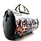 Magazine Print Metal Handle Cylinder Shape Satchel