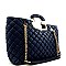 Quilted Chain Shoulder Accent Classic Satchel