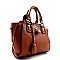 Padlock Accented & Zippered Side Detail Small Satchel