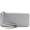 Saffiano Patel Color Double Zipper Wristlet Wallet