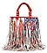 RESTOCKED-- CELEBRITY USA FLAG FRINGE TOTE