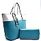 2 Tone Color Block Medium Tote SET WITH WALLET