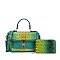 2-in-1 Tie-Dye Crocodile Twist Lock Satchel - Wallet Set