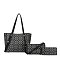 black 3-in-1 Oval Monogram Tote Handbag Wallet Set