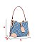 2-in-1 Printed Denim Shoulder Bag w Wallet