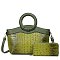 2 IN-1 Croc Round Top Handle Satchel Bag + Wallet
