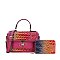wholesale 2-in-1 Tie-Dye Crocodile Twist Lock Satchel - Wallet Set