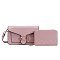 pink 2-in-1 Texture Oval Print Patent Cross-Body / Shoulder Bag & Wallet Set