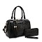 2-IN-1 Crocodile Tassled Boston Satchel With Wallet
