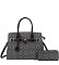 2-in-1 Oval Print Monogram Padlock Satchel Set + Wallet