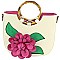 3D Flower Bamboo Round Handle Hobo Satchel