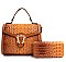 2 in 1 Crocodile Buckeled - Medium Size Satchel Wallet Set