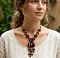 BROWN Acrylic Bead Layered Necklace 