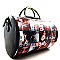 Magazine Print Metal Handle Cylinder Shape Satchel