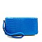 Patent Alligator Print Double Zip-around Wallet