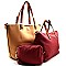 Contrasting Color Interior 3 Piece Set Fashion Tote