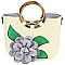 3D Flower Bamboo Round Handle Hobo Satchel