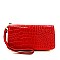 Patent Alligator Print Double Zip-around Wallet