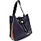 Bow Accent Studded Colorblock Side Compartment Hobo MH-BR7131