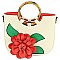 3D Flower Bamboo Round Handle Hobo Satchel