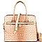 TU6729W-LP Ostrich Embossed Padlock Accent Structured Tote Wallet SET