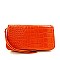 Patent Alligator Print Double Zip-around Wallet