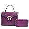 2 in 1 Crocodile Buckeled - Medium Size Satchel Wallet Set