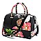2-in-1 Glossy Flower Printed Boston Satchel Set