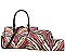 3 in 1 Zebra Print Boston Satchel - Messenger & Wallet Set