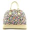 Stone Flower Print Lace Classic Bag