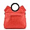 Flower Studded Design Circle Handle Tote