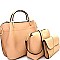 Metal Handle Accent 3 in 1 Satchel Value SET L0166-LP