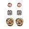 VE1482-LP Love-knot Glass Rhinestone 3 Pair Post Earring SET