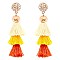 Chic Rhinestone Ball 3 Layered Thread Tassel Post Earrings MH-VE1622-1