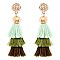 Chic Rhinestone Ball 3 Layered Thread Tassel Post Earrings MH-VE1622-1
