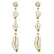 VE1657-LP Crystal Rhinestone Metal Leaf Long Drop Earring