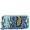 Double Zip-Around Snake Print Wallet