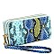Double Zip-Around Snake Print Wallet