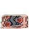 Double Zip-Around Snake Print Wallet