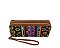 Native American Tribal Aztec Printed Canvas Double Zip Around Wallet Wristlet