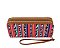 Native American Tribal Aztec Printed Canvas Double Zip Around Wallet Wristlet
