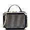 Stud and Rhinestone Boxy Shape Small Satchel