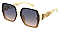 Pack of 12 Bolted Square Striped Chain Temple Sunglasses